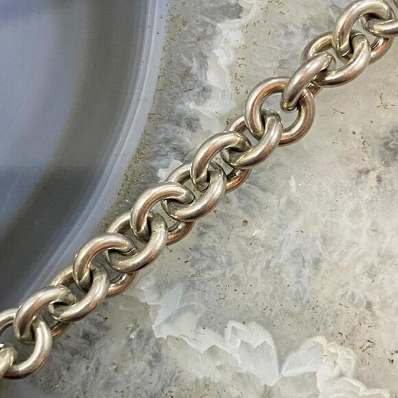 Sterling Silver Heart Charm Toggle Clasp Fashion Link Bracelet For Women - Picture 3 of 9